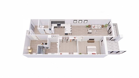 1 bed 1.5 bath D floor plan an in 3d at Tesson Ridge, Saint Louis Missouri